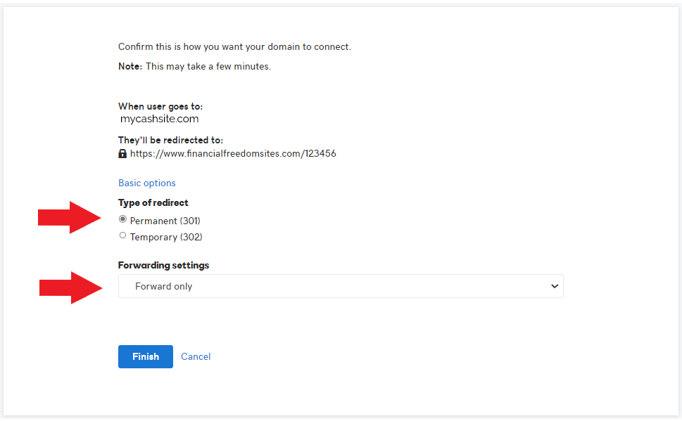 GoDaddy Forward to Any Site