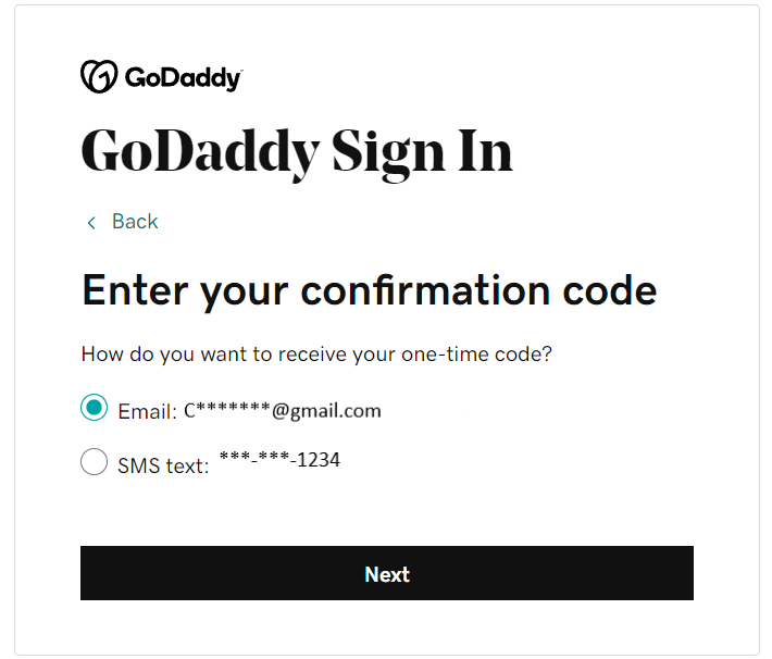 GoDaddy Confirmation Code